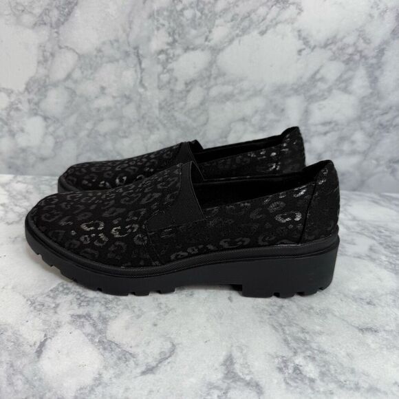 Clarks Black Leopard Print Loafers - Picture 5 of 8